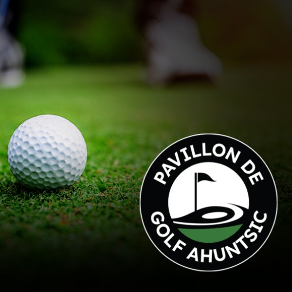 Balle de golf et logo du Pavillon de Golf Ahuntsic